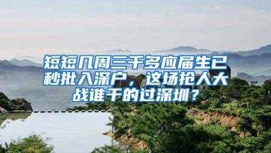 短短几周三千多应届生已秒批入深户，这场抢人大战谁干的过深圳？