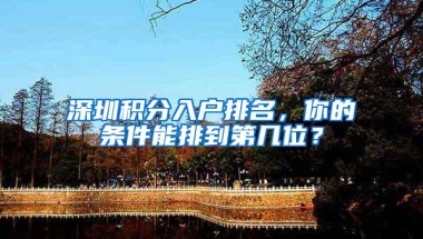 深圳积分入户排名，你的条件能排到第几位？