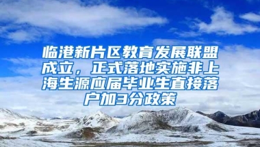 临港新片区教育发展联盟成立，正式落地实施非上海生源应届毕业生直接落户加3分政策