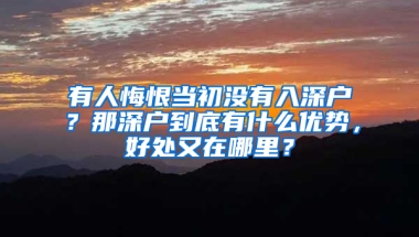 有人悔恨当初没有入深户？那深户到底有什么优势，好处又在哪里？