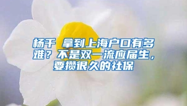 杨千嬅拿到上海户口有多难？不是双一流应届生，要攒很久的社保