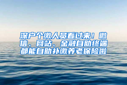 深户个缴人员看过来！微信、网站、金融自助终端都能自助补缴养老保险啦