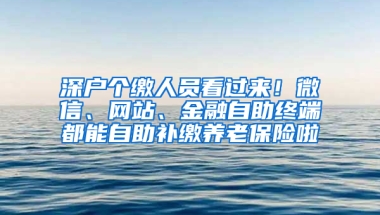 深户个缴人员看过来！微信、网站、金融自助终端都能自助补缴养老保险啦