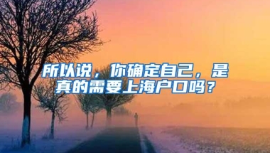 所以说，你确定自己，是真的需要上海户口吗？