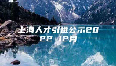 上海人才引进公示2022 12月