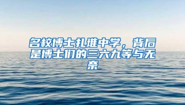 名校博士扎堆中学，背后是博士们的三六九等与无奈