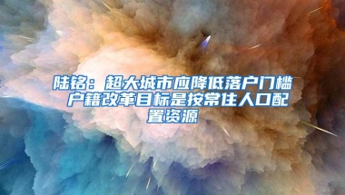 陆铭：超大城市应降低落户门槛 户籍改革目标是按常住人口配置资源