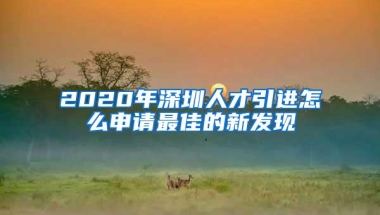 2020年深圳人才引进怎么申请最佳的新发现