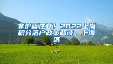 非沪籍注意！2022上海积分落户政策解读，上海落