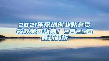 2021年深圳创业贴息贷款政策再动荡！2月25日最新解析