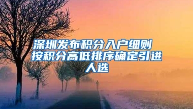 深圳发布积分入户细则 按积分高低排序确定引进人选