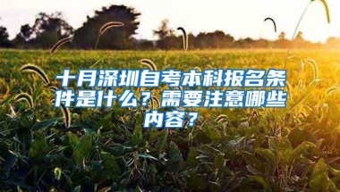 十月深圳自考本科报名条件是什么？需要注意哪些内容？