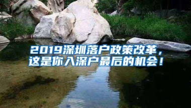 2019深圳落户政策改革，这是你入深户最后的机会！